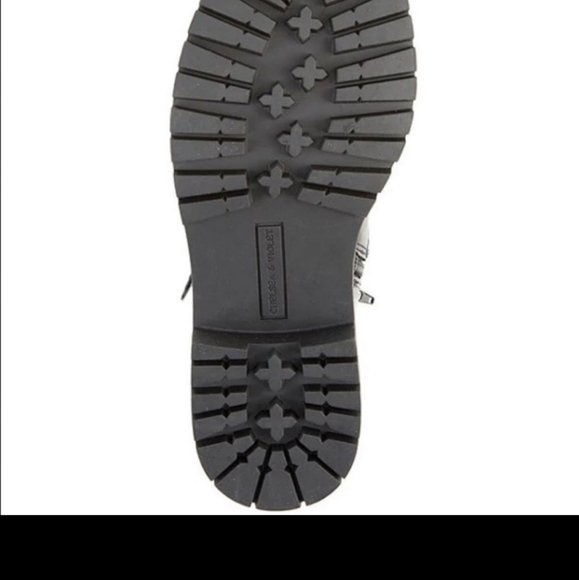 Chelsea & Violet Rhea Studded Leather Lace-Up Buckle Detail Combat Booties - Picture 4 of 4